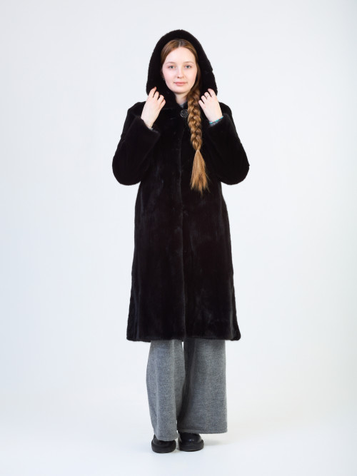 Шуба норковая б/у Forever 44-46р с капюшоном