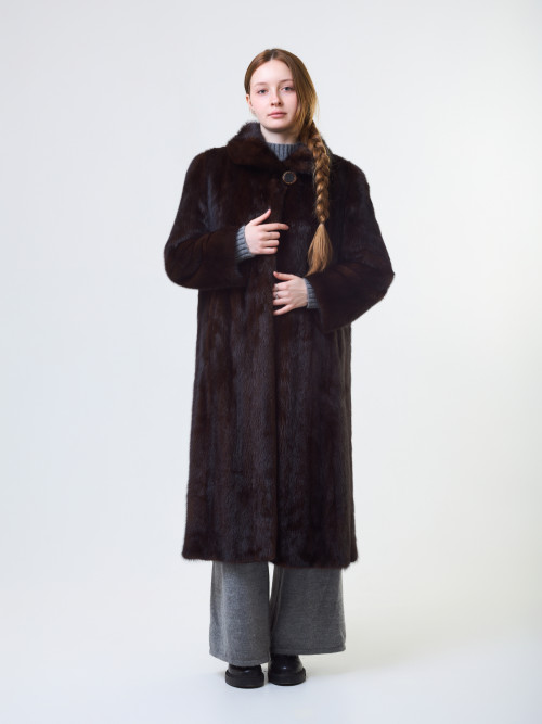 Шуба норковая б/у Saga Mink раз 52 классика кориневая