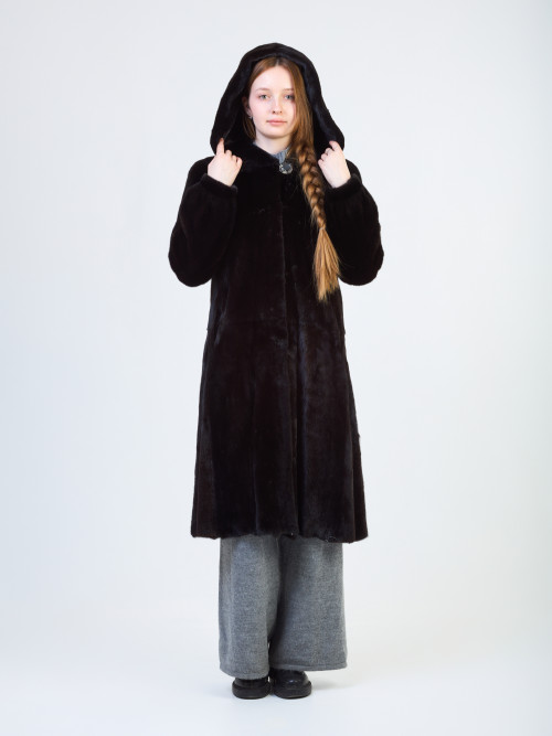 Шуба норковая б/у 46р с капюшоном