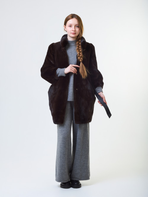 Шуба норковая б/у FEMINA 38-40р верх стриж. норка , пояс кожанный