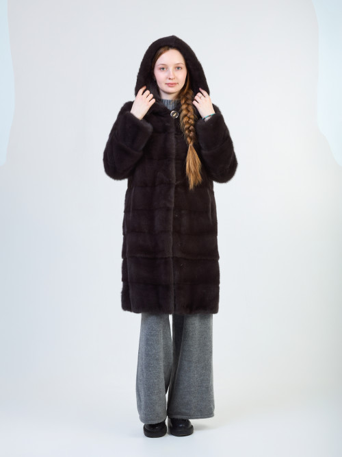 Шуба норковая б/у поперечка графит раз 48