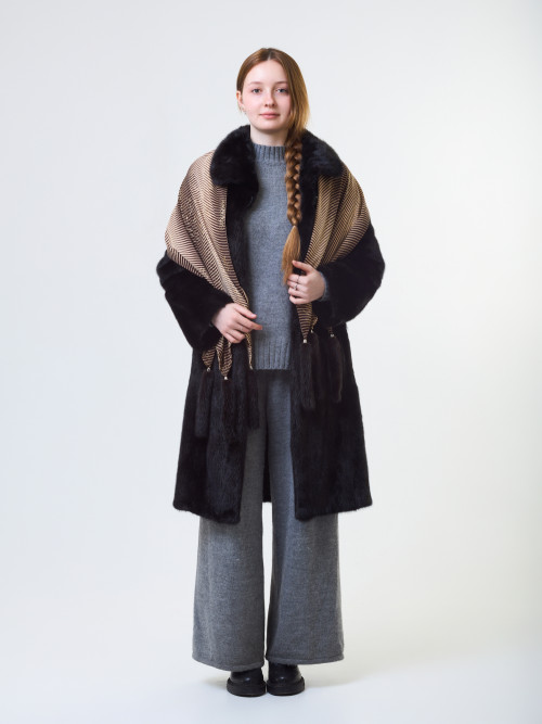 Шуба норковая б/у 48р без капюшона в комплекте шарф