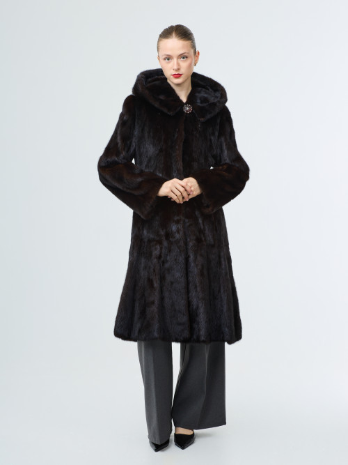 Шуба норковая б/у SHANTAI FINI Furs 44р с капюшоном