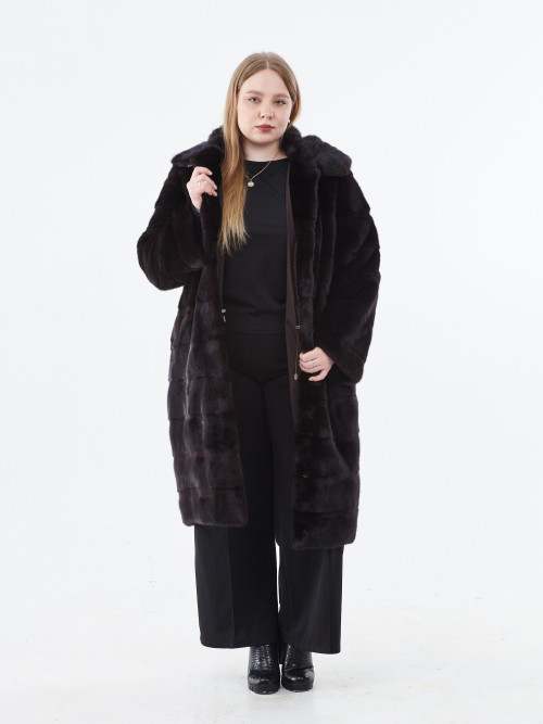 Шуба норковая б/у поперечная с капюшоном 48-50р