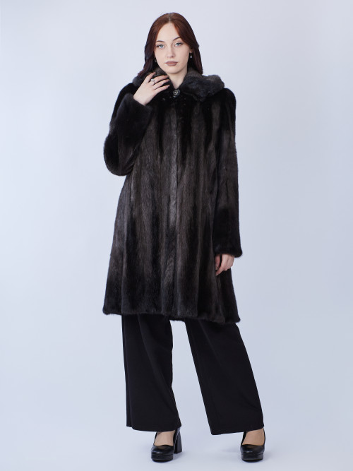 Шуба норковая б/у переход темно серый раз 48