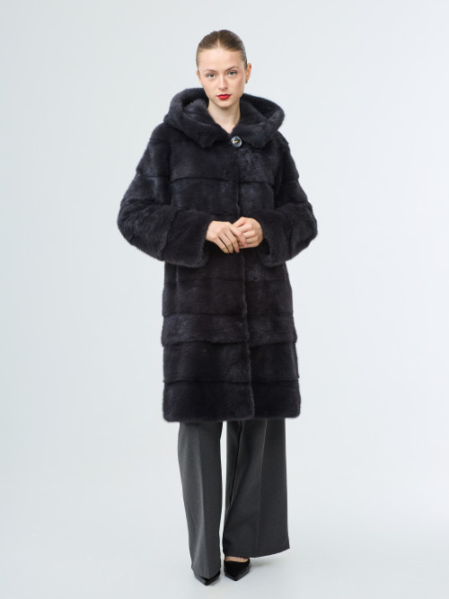 Шуба норковая б/у Anabella поперечка графит раз 46