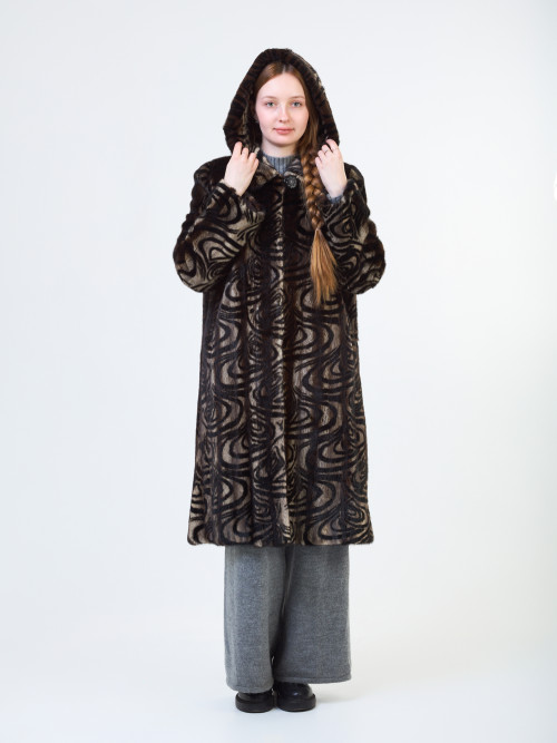 Шуба норковая б/у KATE UPTON шахра с капюшоном 50-52р