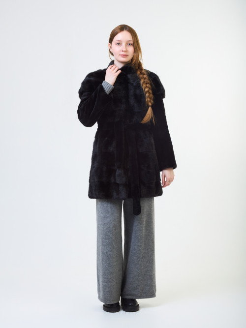 Шуба норковая б/у Gilberti 40-42р ворот стойка поперечка , рукава стриж.норка, с поясом