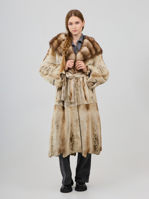 Шуба норковая б/у Artisti Elena полустрижка с капюшоном куница 42-44р