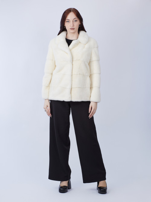 Шуба норковая б/у 46-48р.IVIRS белая английский воротник