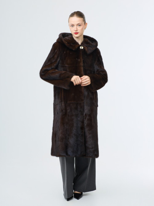 Шуба норковая б/у PEARI FUR р 46-48 с капюшоном