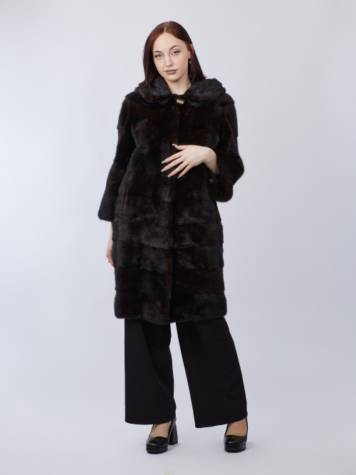 Шуба норковая б/у Kopenhagen Fur 46р.поперечка с капюшоном