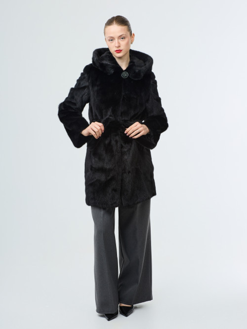 Шуба норковая б/у ELINA с кап, пояс норка, р 38-40