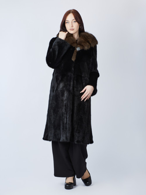 Шуба норковая б/у Saga Furs 42-44р с капюшоном соболь