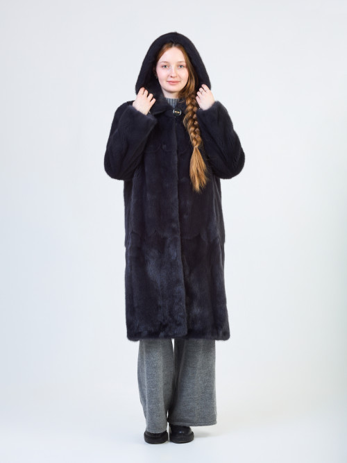 Шуба норковая б/у графит раз 50-52 с капом