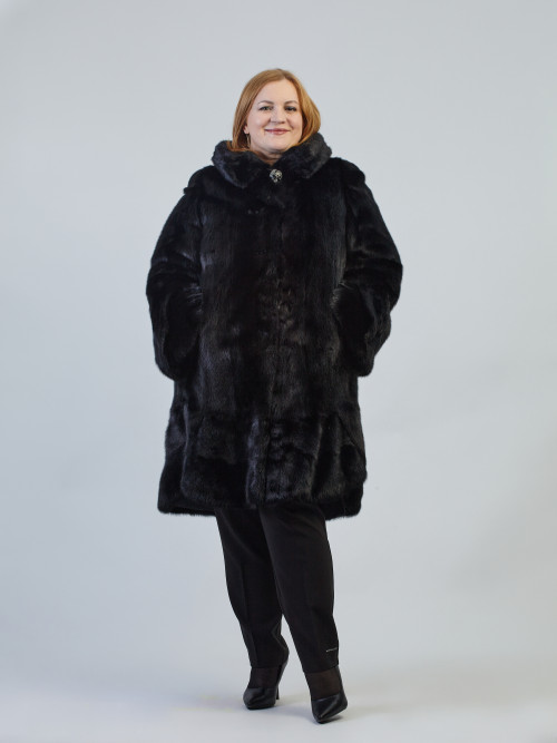 Шуба норковая б/у Elina бабочка черная раз 46-48