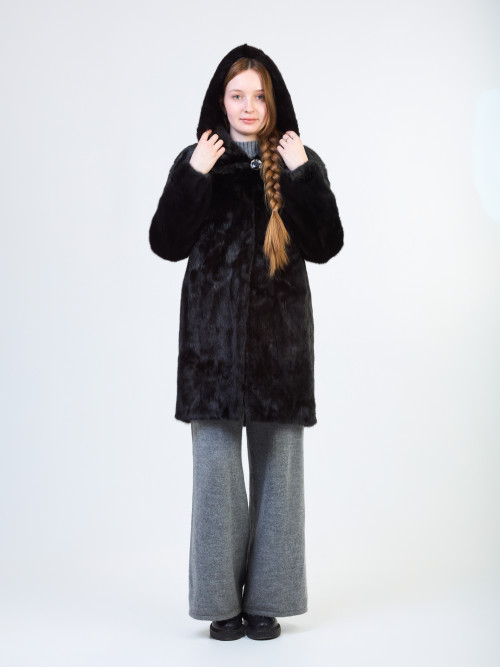 Шуба норковая б/у Elita раз 44 черная с капом