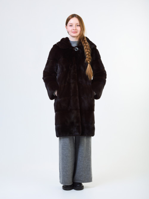 Шуба норковая б/у Vilotino раз 42-44 поперечка с капом