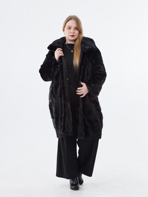 Шуба норковая б/у ELINA  поперечная кокон 52-54р