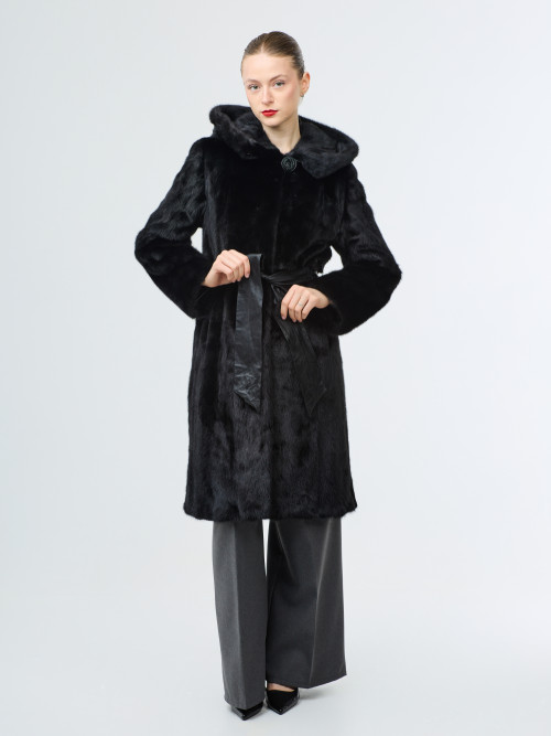 Шуба норковая б/у с кап Anabella р 44 с поясом