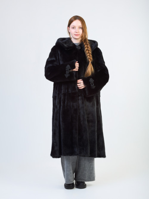 Шуба норковая б/у Метелица 56-58р с капюшоном