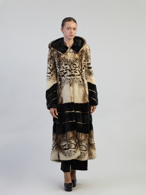 Шуба норковая б/у Ylafira 42р с капюшоном низ поперечка