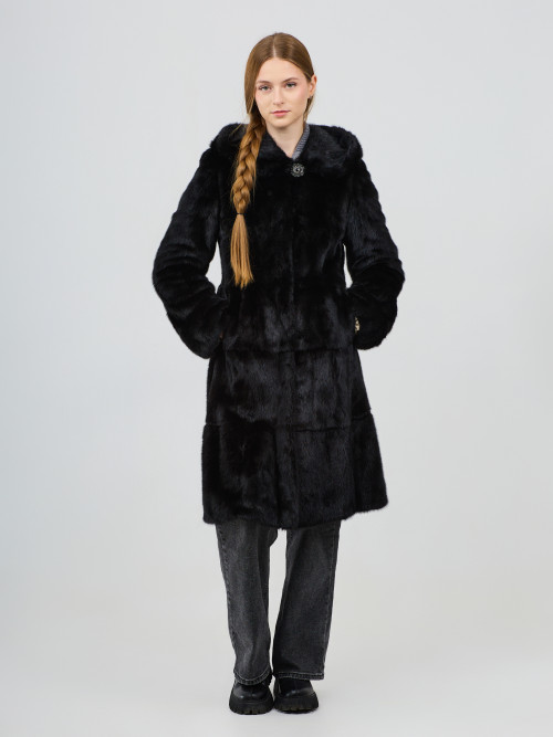 Шуба норковая б/у Vito Ponty р44  черная без капа