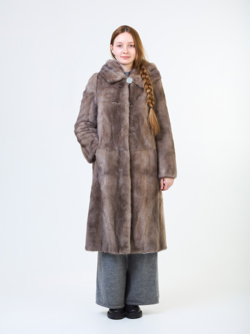 Шуба норковая б/у Istnova раз 46 серая с капом