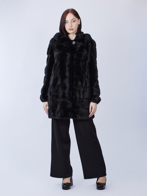 Шуба норковая б/у Antena Spesial раз 44-46 поперечка черная