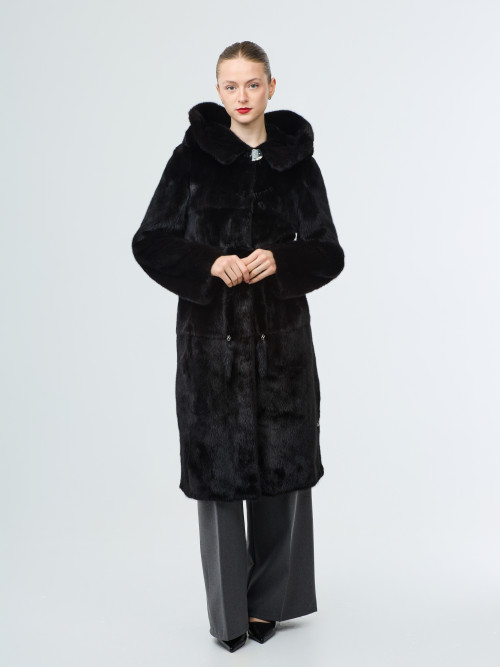 Шуба норковая б/у SMSK Furs 42-44р с капюшоном ,с поясом