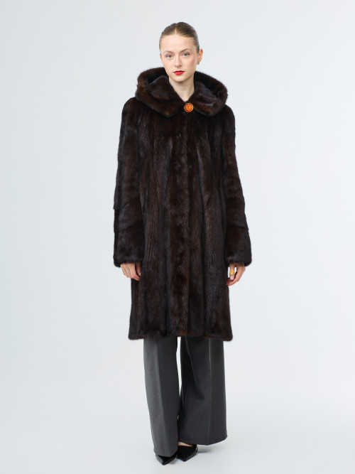 Шуба норковая б/у chang sheng  48-50р с капюшоном