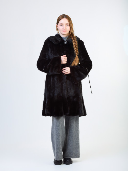 Шуба норковая б/у Fei Yu низ перевертышь с капюшоном 44-46р