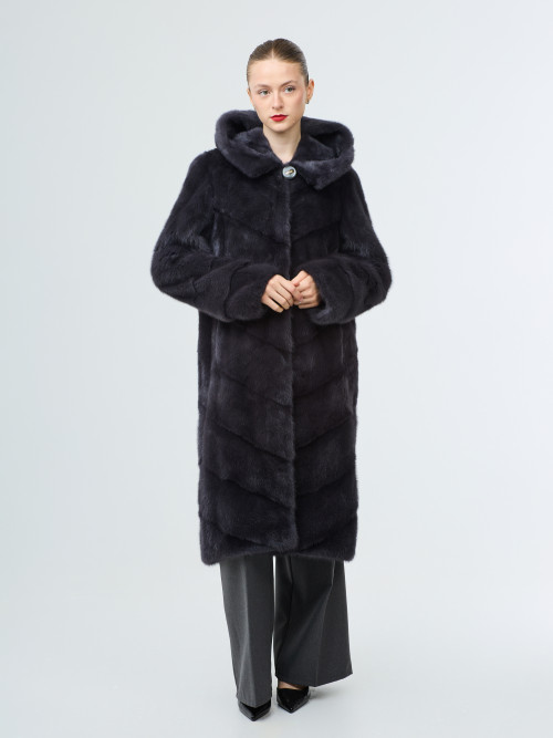 Шуба норковая б/у паркет Екатерина раз 50-52 графит