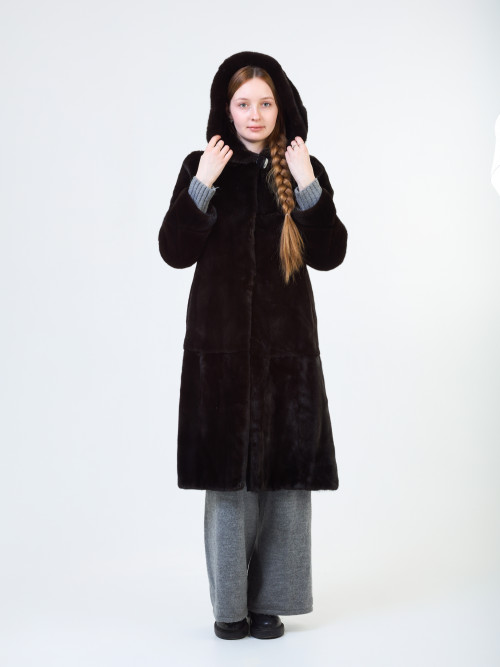 Шуба норковая б/у Blackglama 44-46р с капюшоном