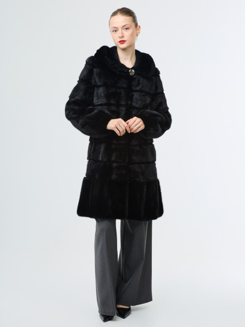 Шуба норковая б/у Fokos р 38-40 поперечка с кап