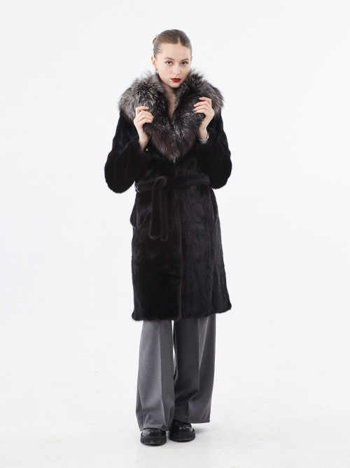 Шуба норковая б/у Laplandia с чернобуркой воротник р 42